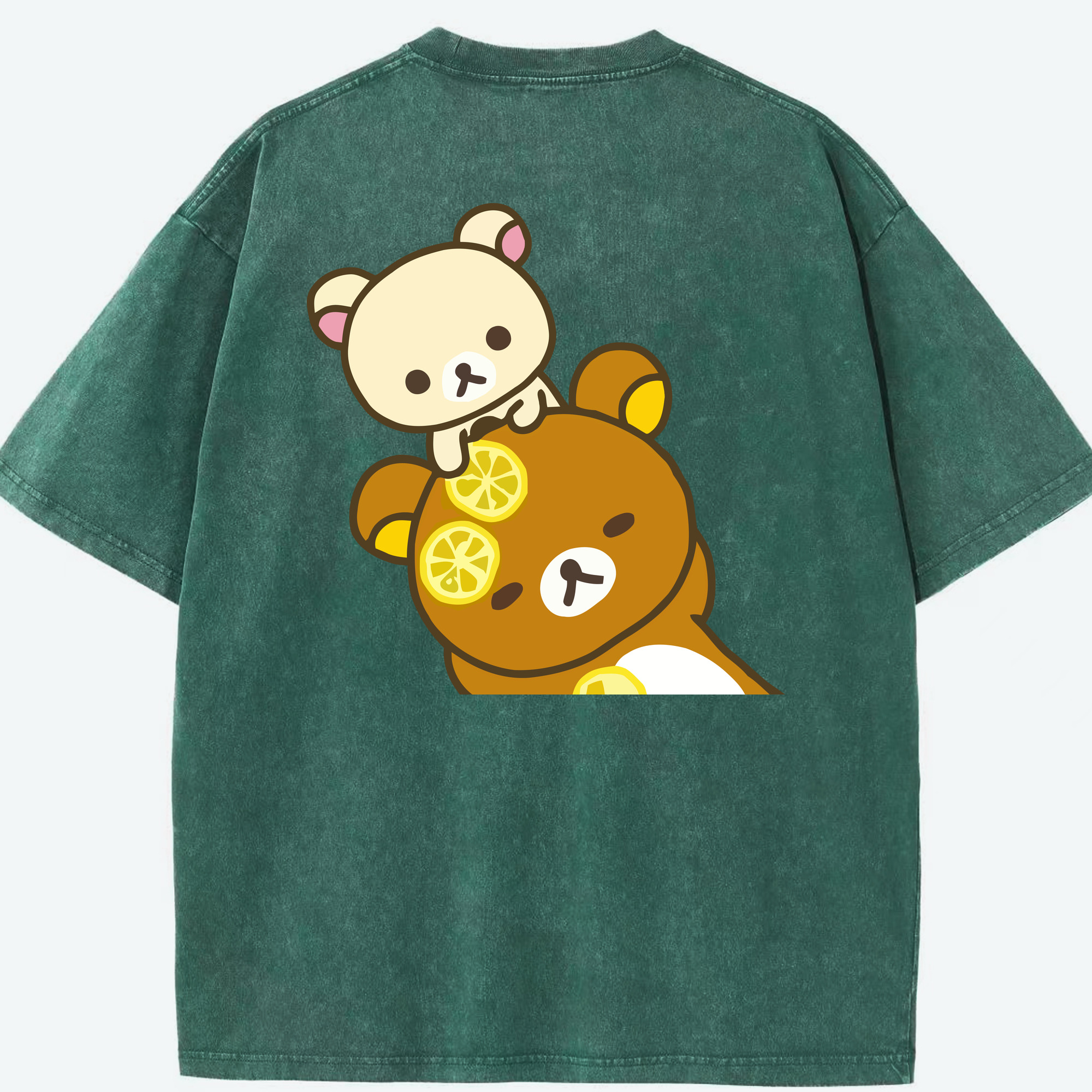 （画像用） リラックマ リラックマ キイロイトリ Rilakkuma Korilakkuma Kiiroitori 綿100% ヴィンテージ風 半袖Tシャツ（背面プリント）
